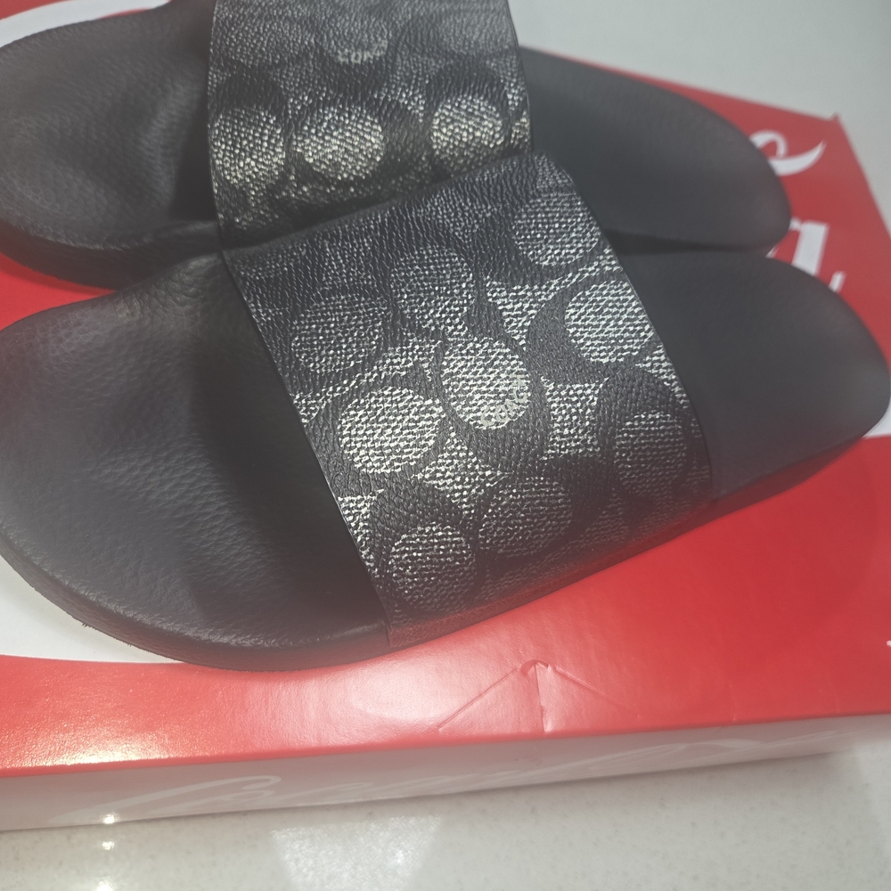 Coach Black Slide Sandals